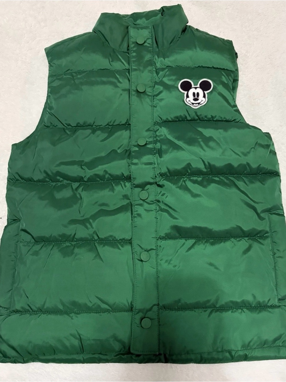 NWT Janie and Jack & Disney Collab Green Puffer Vest with Mickey Patch